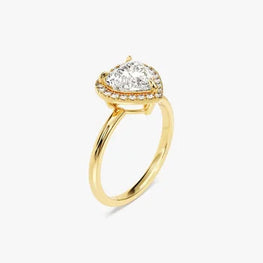 1.5 - CT Heart Cut Halo Moissanite Engagement Ring / 14k Solid Gold Plated Ring Adorned with Halo / Promise Ring for Women