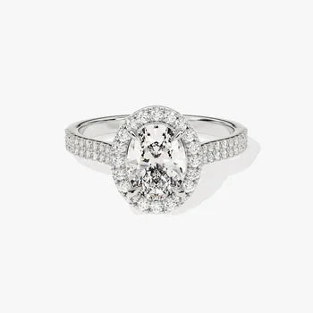 Oval Halo Moissanite Engagement Ring