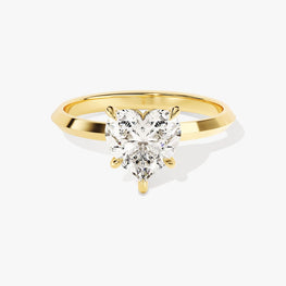 Knife Edge 1.5 CT Heart Cut Solitaire Moissanite Engagement Ring / 14k Solid Gold Plated Solo Ring / Promise Ring for Women