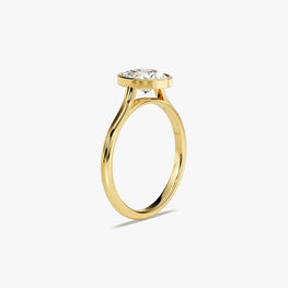 Bezel 1.5 CT Oval Cut Solitaire Moissanite Engagement Ring / 14k Solid Gold Plated Solo Ring / Thin Band Promise Ring for Women