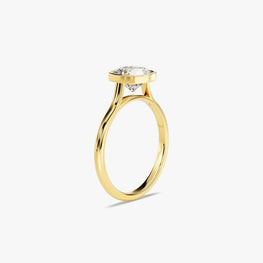 Bezel 1.5 CT Cushion Cut Solitaire Moissanite Engagement Ring / 14k Solid Gold Plated Solo Ring / Thin Band Promise Ring for Women