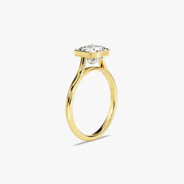 Bezel 1.5 CT Asscher Cut Solitaire Moissanite Engagement Ring / 14k Solid Gold Plated Solo Ring / Thin Band Promise Ring for Women