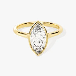 Bezel 1.5  Marquise Cut Solitaire Moissanite Engagement Ring / 14k Solid Gold Plated Solo Ring / Thin Band Promise Ring for Women