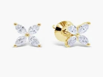Marquise Shape Floral Stud Stunning Earrings