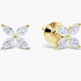 Marquise Shape Floral Stud Stunning Earrings