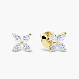 Marquise Shape Floral Stud Stunning Earrings