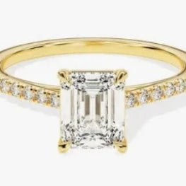Emerald Cut Moissanite Accented Ring