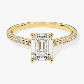Emerald Cut Moissanite Accented Ring
