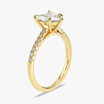 3 CT Heart Cut Engagement Ring / Moissanite Ring with Round Cut Side Stones / Pave Set 14K Solid Gold Plated Promise Ring for Women