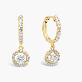 Round Cut Halo Dangle Earring Sterling Silver Personalized Gift Beautiful Earring - Jay Amar Gems