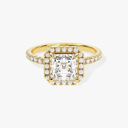 Moissanite Asscher Cut Halo Ring