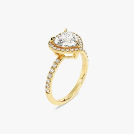 1 CT Heart Shape Moissanite Engagement Ring / Side Stone Accented Ring with Halo in 14k Solid Gold Plated / Pave Set Engagement Ring