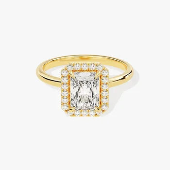 Radiant Cut Halo Stunning Silver Ring