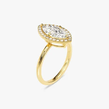 Marquise Cut Halo Style Deco Ring