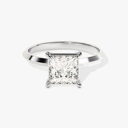 Knife Edge 3 CT Princess Cut Solitaire Moissanite Engagement Ring / 14k Solid Gold Plated Solo Ring / Promise Ring for Women
