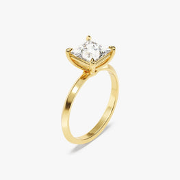 Knife Edge 1.5 CT Princess Cut Solitaire Moissanite Engagement Ring / 14k Solid Gold Plated Solo Ring / Promise Ring for Women
