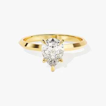 Moissanite Engagement Solitaire Pear Shape Ring