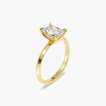 3 CT Radiant Cut Solitaire Moissanite Engagement Ring / 14k Solid Gold Plated Simple Dainty Ring / Knife-edge Shank / Women Promise Ring