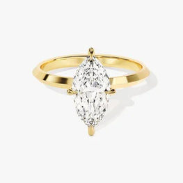 Knife Edge 3 CT Marquise Cut Solitaire Moissanite Engagement Ring / 14k Solid Gold Plated Solo Ring / Promise Ring for Women