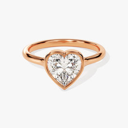 Bezel 1 CT Heart Cut Solitaire Moissanite Engagement Ring / 14k Solid Gold Plated Solo Ring / Thin Band Promise Ring for Women