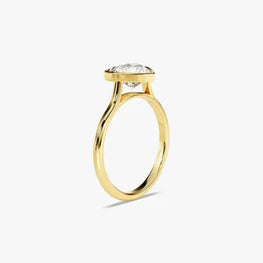 Bezel  2 CT Heart Cut Solitaire Moissanite Engagement Ring / 14k Solid Gold Plated Solo Ring / Thin Band Promise Ring for Women