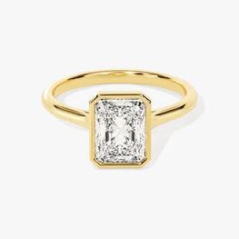 Bezel 1.5 CT Radiant Cut Solitaire Moissanite Engagement Ring / 14k Solid Gold Plated Solo Ring / Thin Band Promise Ring for Women