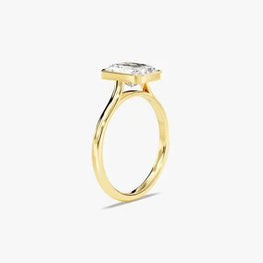 Bezel 1.5 CT Radiant Cut Solitaire Moissanite Engagement Ring / 14k Solid Gold Plated Solo Ring / Thin Band Promise Ring for Women