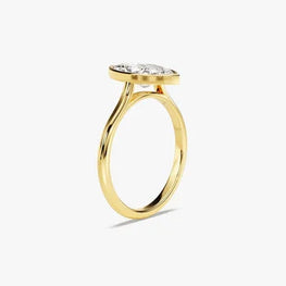 Bezel 1 CT Marquise Cut Solitaire Moissanite Engagement Ring / 14k Solid Gold Plated Solo Ring / Thin Band Promise Ring for Women