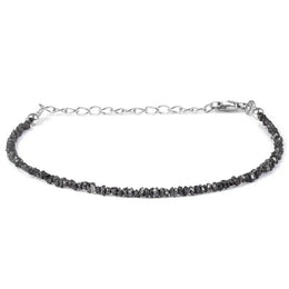 19.00Ct black rough diamond beads bracelet with refined gemstone design 