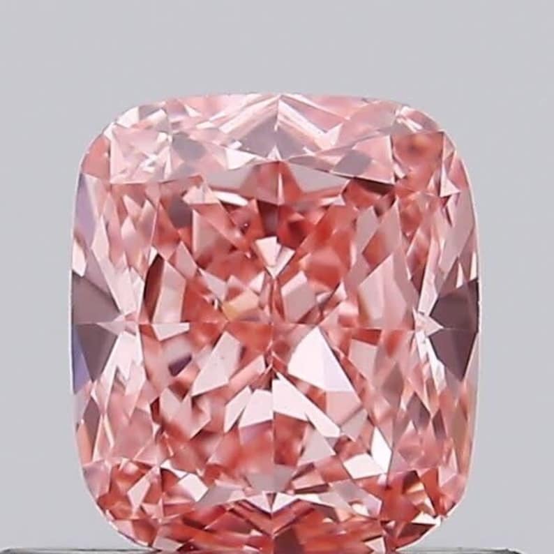 0.90 CT Cushion Cut Lab Grown CVD Diamond Vivid Pink Color VVS2 Clarity Pink Diamond - Jay Amar Gems