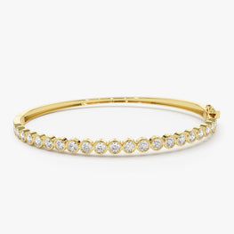 Dainty Bangle 14k Yellow Gold Plated Stunning Bracelet Bezel Round Diamond Handmade Jewelry