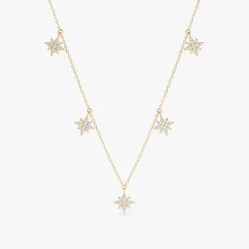 Dainty Starburst Charm Deliacated Necklace