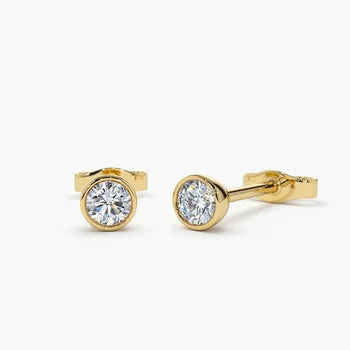Round Cut Bezel Set Earrings