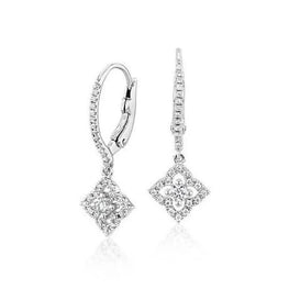 Unique 925 Sterling Silver Dangle Earring White Gold Plated Wedding Earring For Bride
