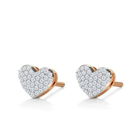 Heart Shape Diamond Stud Earring Sterling Silver Delicated Anniversary Gift For Wife Handmade Unique Earring