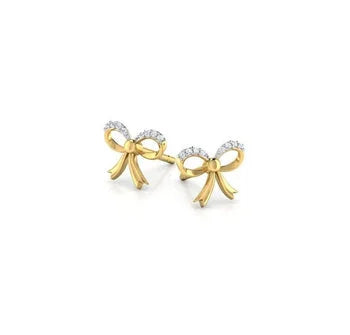 Delicated Bow 14k Yellow Plated Diamond