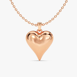 Puffed Heart Charm Necklace 14k Yellow Gold Plated Minimal Heart Necklace Proposal Gift For Someone Special - Jay Amar Gems