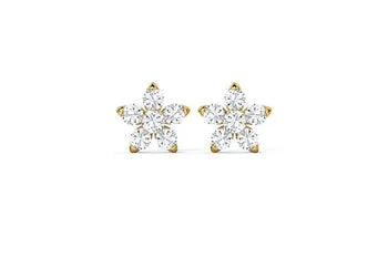 Floral Cz Diamond  Dainty Stud Earrings