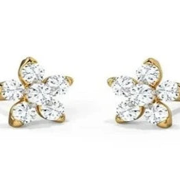 Floral Cz Diamond  Dainty Stud Earrings