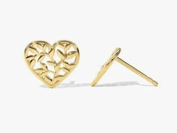 Heart Shape 14k Yellow Plated Stud Earrings