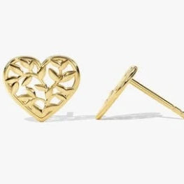 Heart Shape 14k Yellow Plated Stud Earrings