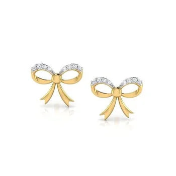 Dainty Bow Diamond Stud Earring 925 Sterling Silver Anniversary Gift Earring For Her
