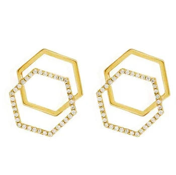 Hexagon Shape Statement Earrings