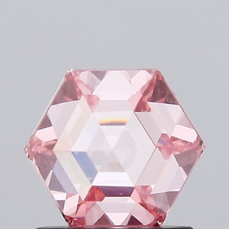 0.90 Carat Fancy Intense Pink Color Lab Grown Diamond | Antique Hexagon Shape Lab Created Diamond | Loose Lab Grown CVD Diamond For Gift - Jay Amar Gems