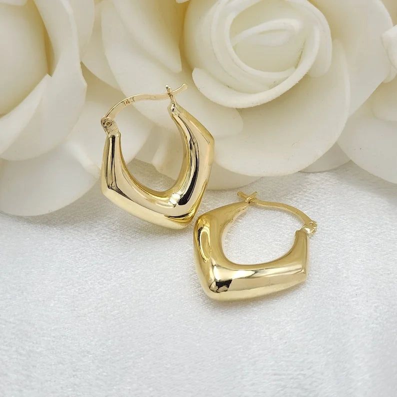Triangular Chunky Hoop Earrings