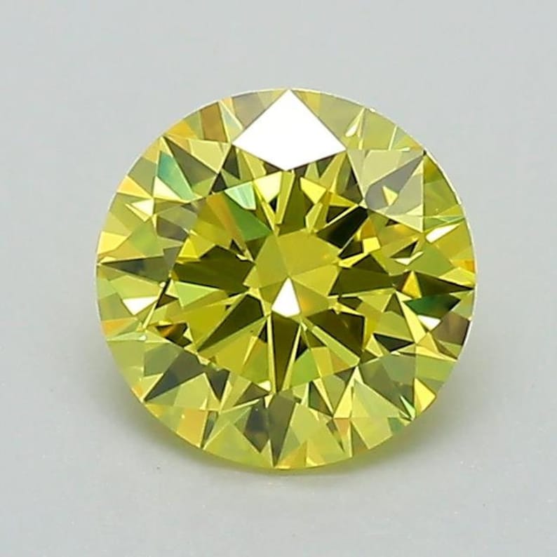 0.90 Carat Round Shape Fancy Vivid Yellow Color Diamond | Round Cut Diamond - Jay Amar Gems
