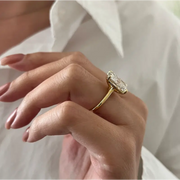 Fine jewelry 7 Ct Cushion diamond ring highlighting elongated silhouette and high clarity sparkle