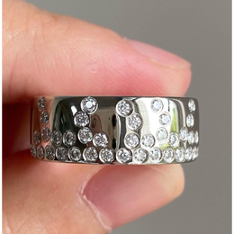 round lab grown diamond pave band ring in white gold