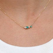 0.30 Ct genuine Green And White gemstone pendant necklace with warm earthy color and minimalist design, ideal for elegant everyday jewelry wear