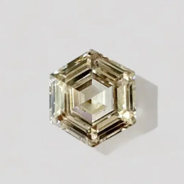 1.34 Ct champagne lab grown diamond with hexagonal step cut, modern geometric loose diamond ideal for custom rings and fine jewelry